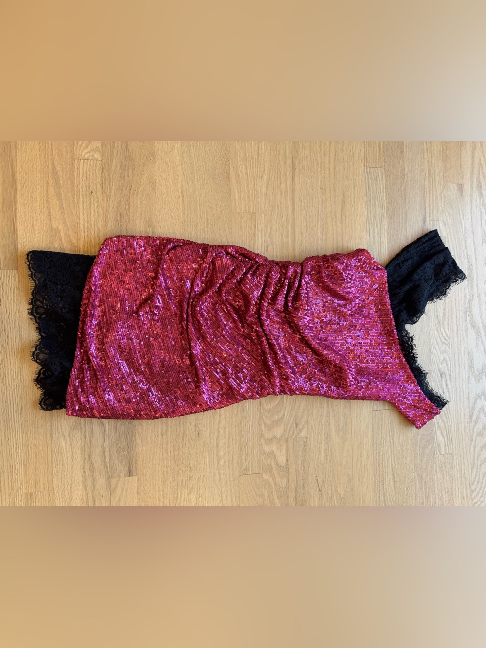 DUNDAS Hot Pink and Black Lace Trim Slip